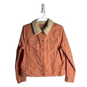 Issac Mizrahi Live! Women's Coral Pink Sherpa Stretch Denim Jacket